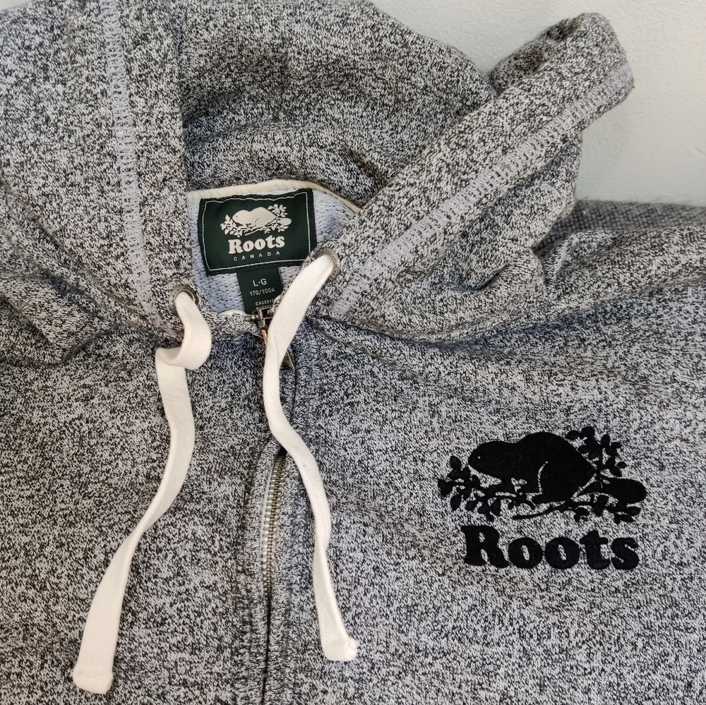 Roots Canada Salt & Pepper Full Zip Hoodie - Grey - Large - Picture 8 of 9